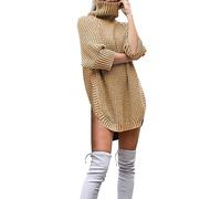 Maglioni per le donne maglia top camicia 2025 signore tinta unita moda autunno inverno dolcevita maglione casual maglieria autunno costume abiti di Natale regali, cachi, 3XL