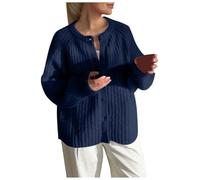 Maglioni per le donne Trendy Pure Color Button Front Loose Lazy Fit Manica Lunga Design in Maglia Comodo Cardigan Autunno Inverno Vestiti, Marina Militare, S
