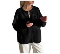 Maglioni per le donne Trendy Pure Color Button Front Loose Lazy Fit Manica Lunga Design in Maglia Comodo Cardigan Autunno Inverno Vestiti, Nero , S