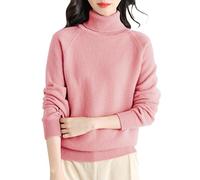 Maglioni semplici da donna comodi maglioni da donna maglione di lana a collo alto prima linea pronto da indossare a maniche lunghe pullover top maglioni per abiti da allenamento all'aperto, rosa, M