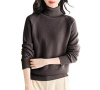 Maglioni semplici da donna comodi maglioni da donna maglione di lana a collo alto prima linea pronto da indossare a maniche lunghe pullover top maglioni per abiti da allenamento all'aperto, bronzo, S