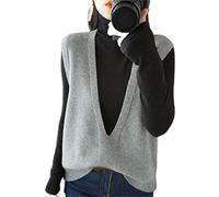 Maglioni Senza Maniche Donna,Canottiere In Maglione Interno In Misto Lana Primaverile/Maglione Senza Maniche Con Scollo A V Profondo/Maglione Lavorato A Maglia Con Gilet Senza Maniche Grigio Da Donn