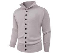 Maglioni Uomo Firmati - Maglie Uomo Invernali Cardigan in Maglia Tinta Unita con Bottoni sul Davanti e Collo Alto per Un Calore e Una comodità Casual (Khaki XXL)