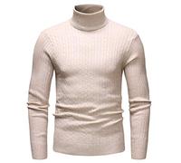 Maglioni Uomo Invernali,Maglioni A Maniche Lunghe Da Uomo, Collo Alto, Maglione A Coste, Dolcevita, Pullover Casual, Autunno Inverno, Felpa Calda, Maglione Finto, Top per Uomo, Maglieria Beige Xs