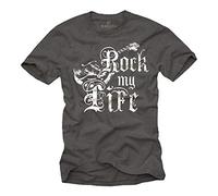 Maglitta Chitarra -Rock My Life - T-Shirt Vintage Uomo Grigio L