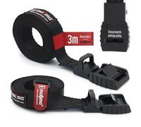 MAGMA 2 Cinghie di Ancoraggio Cinghia per Fissaggio del Carico Bici Portapacchi, Kayak, Moto e Auto | Set di 2 Cinghie Regolabili e AntiGraffio per Assicurare Carichi Chiusura con Fibbia 3m Nero