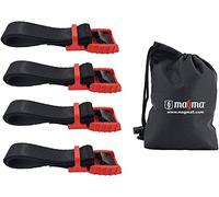 MAGMA 4 Cinghie di Ancoraggio Cinghia per Fissaggio del Carico Bici Portapacchi, Kayak, Moto e Auto | Set di 4 Cinghie Regolabili e AntiGraffio per Assicurare Carichi Chiusura con Fibbia 0,5m Rosso…