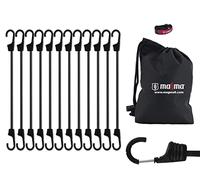 MAGMA Set da 12 Corde Elastiche | Cavi Extra Forti con Ganci | Cavi Elastici di Fissaggio Per Auto per Assicurare Portapacchi e Teloni | Per Campeggio, Uso Militare, Attività all’Aperto (45cm, Nere)