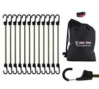 MAGMA Set da 12 Corde Elastiche | Cavi Extra Forti con Ganci | Cavi Elastici di Fissaggio Per Auto per Assicurare Portapacchi e Teloni | Per Campeggio, Uso Militare, Attività all’Aperto (75cm, Verdi)