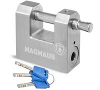 Magmaus® RTL50 Lucchetto Antiscasso Corazzato - Serratura per Cancello Esterno, Garage e Container - Lucchetto Monoblocco 50mm con 3 Chiavi, Alta Sicurezza per Magazzino e Saracinesca Blindata