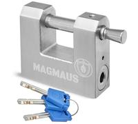Magmaus® RTL60 Lucchetto Antiscasso Corazzato - Serratura per Cancello Esterno, Garage e Container - Lucchetto Monoblocco 60mm con 3 Chiavi, Alta Sicurezza per Magazzino e Saracinesca Blindata