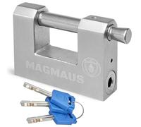 Magmaus® RTL80 Lucchetto Antiscasso Corazzato - Serratura per Cancello Esterno, Garage e Container - Lucchetto Monoblocco 8omm con 3 Chiavi, Alta Sicurezza per Magazzino e Saracinesca Blindata