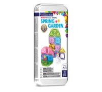 Magna-Tiles MicroMAGS - Set da viaggio per giardino primaverile, 24 pezzi, il marchio originale magnetico per costruzioni