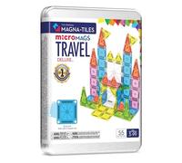 MAGNA-TILES MicroMAGS - Set da viaggio deluxe da 55 pezzi, con chiusura magnetica, marchio originale per costruzioni magnetiche