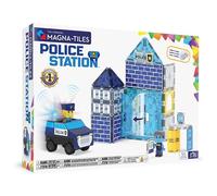 MAGNA-TILES Set di costruzione magnetica da 35 pezzi della stazione di polizia, il marchio originale di costruzione magnetica