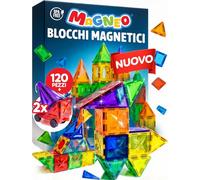 Magneo® Blocchi Magnetici 120 Pezzi (2 Auto) - Costruzioni Magnetiche per Bambini 3+ - Gioco Creativo con Magnetic Tiles - Blocco da Costruzione Educativo - Idea Regalo Bimbi
