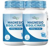 Magnesio Bisglicinato VitaminPure®, 450mg Alto Dosaggio per Ridurre St