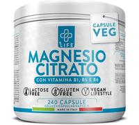 Magnesio Citrato 1500Mg Di Cui 450Mg per Dose Piùlife, Con Vitamina B6 B5 B1, In