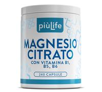 Magnesio Citrato 450mg Per Dose PiuLife® 3 Al Giorno Con Vitamina B6 B5 B1, Inte