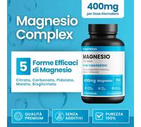 MAGNESIO COMPLETO 400Mg Bisglicinato Citrato Pidolato Malato e Carbonato