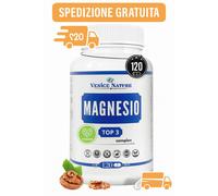 MAGNESIO COMPLETO 400Mg Magnesio Bisglicinato Citrato Ossido 120 Capsule Vegane