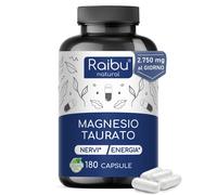 Magnesio Taurato 2750 mg per dose, 180 Capsule - Apporta 240 mg di Magnesio Elem