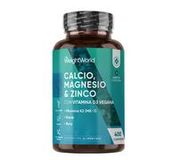 Magnesio Zinco Calcio Vegano con Vitamina D3 K2 MK 7 400 Compresse (13 Mesi di