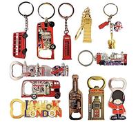 Magnet 12 portachiavi con scritta "I Love London", con scritta in inglese "Union Jack", souvenir, per frigorifero, souvenir di Londra, Multicolore, mix sizes