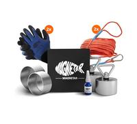 Magnetar Magnete da Pesca - 1000 + 1400 Kg Pesca Magnetica 360 - Terror e Barbarian - Magnet Fishing Kit con Corda/Guanti/Copertura/Colla - Magneti Neodimio Da Pesca