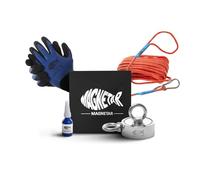Magnetar Magnete da Pesca - 500 Kg Pesca Magnetica a Doppia Faccia - Magnet Fishing Kit con Corda/Guanti/Colla - Magneti Neodimio Da Pesca