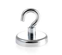Magnetastico® | 1 pezzo gancio magnetico al neodimio N35 32 mm Ø | Forza di tenuta di 34.0 chilogrammi | 1 pezzo magnete con gancio ultra forte al neodimio zincato