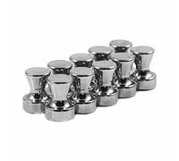Magnetastico® | 10x magnete molto forte a forma conica in acciaio con neodimio N42 | 12x16 mm, nichelato | Magneti conici, puntine fermacarta magnetici, molto forti, push pins, magneti ufficio, frigo