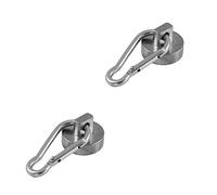 Magnetastico | 2x calamita al neodimio con moschettone | Forza di tenuta 22 kg e Ø 25 mm | Forte sistema di magneti in acciaio con gancio | Magnet moschettone moschettone magnete Neodimio rotondo