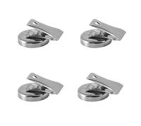 magnetastico® | 4 pezzi extra forte CALAMITA Pinze in metallo | oltre 2 kg Forza di tenuta (Verticale) & cromato | Super ferrite magnetica della clip per Frigorifero, bacheca magnetica