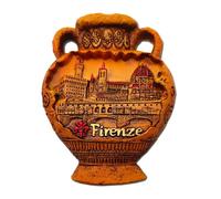 Magnete 3D Firenze - Anfora con Ponte Vecchio, Duomo, Palazo Vecchio - Calamita Decorativa per Frigorifero e Lavagna Magnetica - Souvenir Città d’Arte 7x5,5 cm