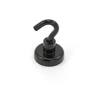 Magnete A Gancio Neodimio Dipinto Nero Con Gancio M5 Per Frigorifero, Lavagna, Tabellone, Mobile O Ufficio Di Archiviazione - 25mm Di Diametro x 36,5mm Alto - 20kg Di Tiro - Confezione Di 10