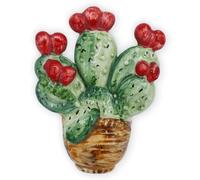 Magnete calamita in Ceramica siciliana a Forma di Vaso con Pala di ficodindia - h 7 cm ca. (1Unità)