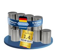 MAGNETE.COM - Magneti al neodimio in argento, extra forti, diametro 10 x 30 mm di lunghezza, forti magneti, forza adesiva circa 5 kg