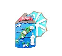 Magnete con magnete da cucina e frigorifero, motivo: mappa dell'isola greca di Kos