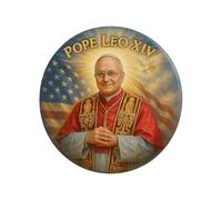 Magnete con ritratto divino di Papa Leone XIV, ricordo religioso rotondo con bandiera americana e colomba, souvenir cattolico per casa, ufficio o frigorifero