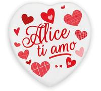 Magnete da frigo decorativo a forma di cuore, Alice Ti Amo, bianco e rosso, regalo romantico San Valentino, compleanno anniversario cuore porcellana con magnete, Alice