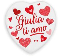 Magnete da frigo decorativo a forma di cuore, Giulia Ti Amo, bianco e rosso, regalo romantico San Valentino, compleanno anniversario cuore porcellana con magnete, Giulia