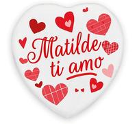 Magnete da frigo decorativo a forma di cuore, Matilde Ti Amo, bianco e rosso, regalo romantico San Valentino, compleanno anniversario cuore porcellana con magnete, Matilde