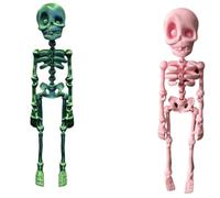 Magnete da frigorifero con scheletro articolato stampato in 3D di Halloween, con giunti mobili, per cucina, ufficio o armadietto (blu, verde e rosa)