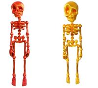 Magnete da frigorifero con scheletro articolato stampato in 3D di Halloween, con giunti mobili, per cucina, ufficio o armadietto (oro e rosso)