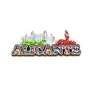 Magnete da frigorifero da 14 cm. Logo Alicante. Magnete per porta in legno 3D Spagna. spagnolo Fan Sevillana.