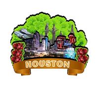 Magnete da frigorifero Houston, Texas, in legno, souvenir artistici, collezione creativa, fatto a mano, da viaggio, casa, ufficio, regali, paesaggio, decorazione per frigorifero USA-588