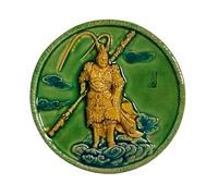 Magnete da frigorifero in ceramica smaltata con re scimmia, 10,5 cm, arte culturale cinese fatta a mano, adesivo per frigorifero Wukong, artigianato tradizionale Liuli, regalo del patrimonio reale
