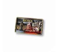 Magnete Decorativo del Vaticano, Souvenir di Roma con Vista Aerea di San Pietro e Colosseo, Cornice Dorata