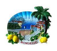 Magnete Decorativo Mondello, Souvenir Siciliano con Paesaggio Costiero, Vista Mare con Limoni e Palme, Decorazione Casa